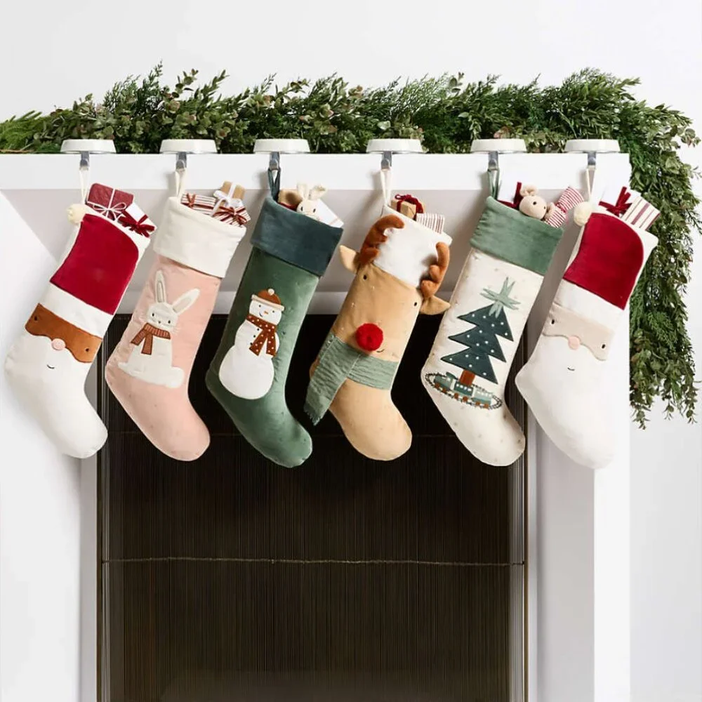 Crate & Barrel Wonderland Velvet Reindeer Kids Christmas Stocking
